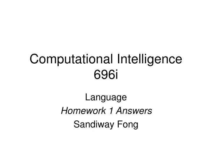 computational intelligence 696i