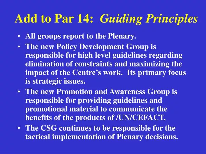 add to par 14 guiding principles
