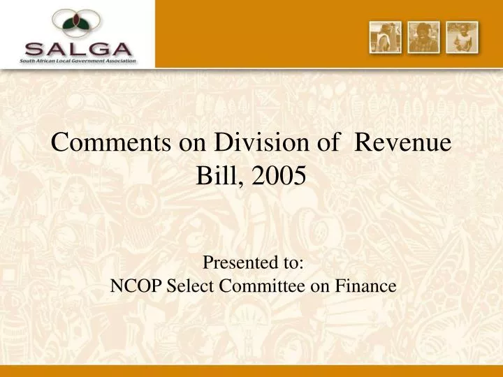 comments on division of revenue bill 2005