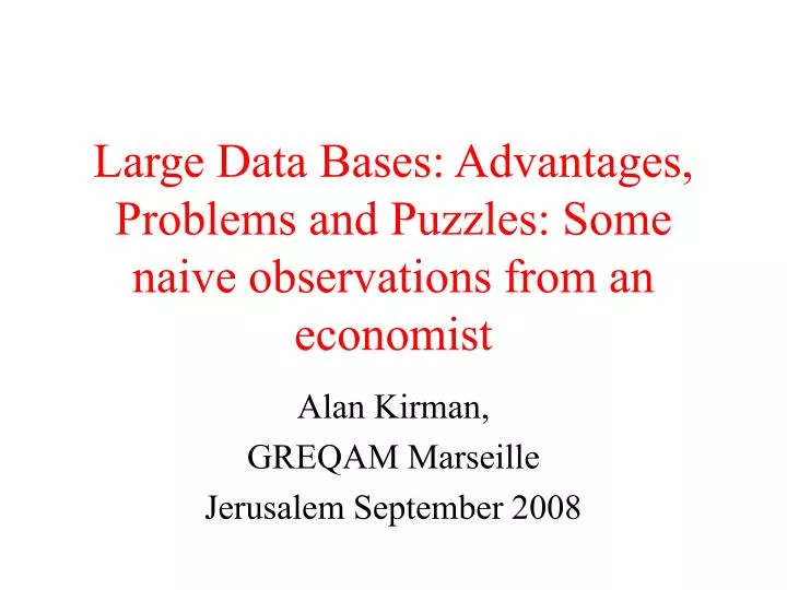 large data bases advantages problems and puzzles some naive observations from an economist