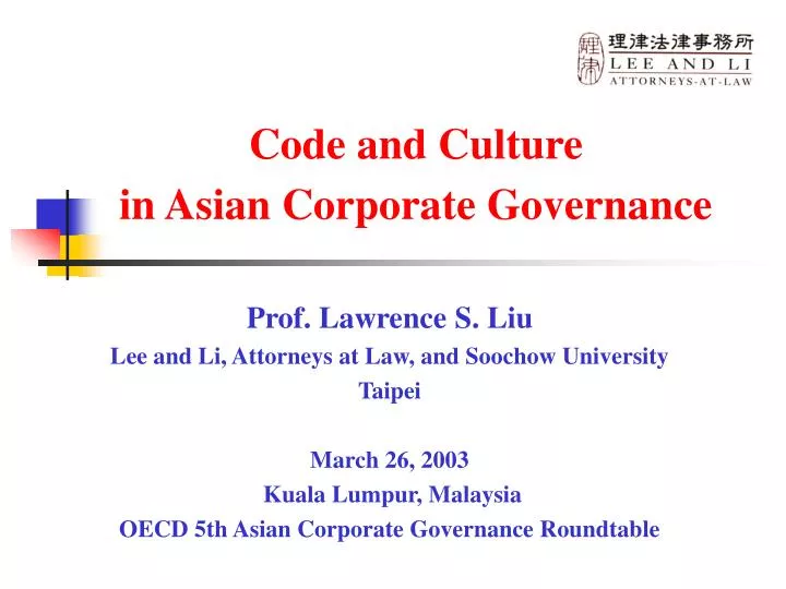 code and culture in asian corporate governance