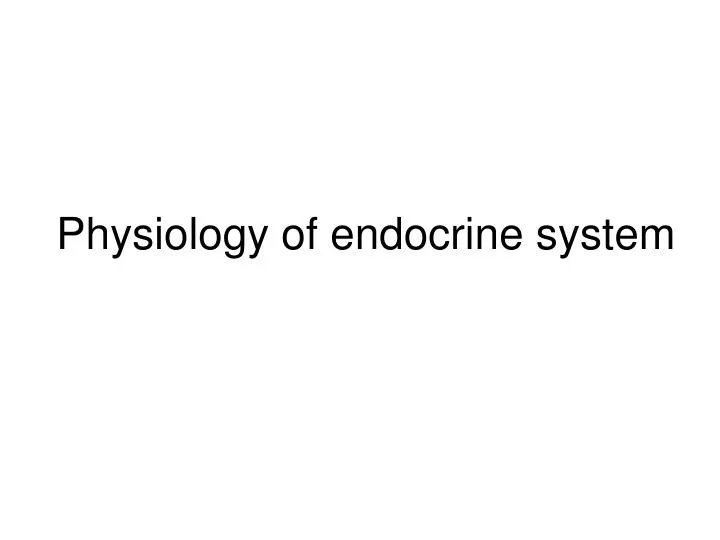 physiology of endocrine system
