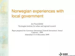 Norwegian experiences with local government