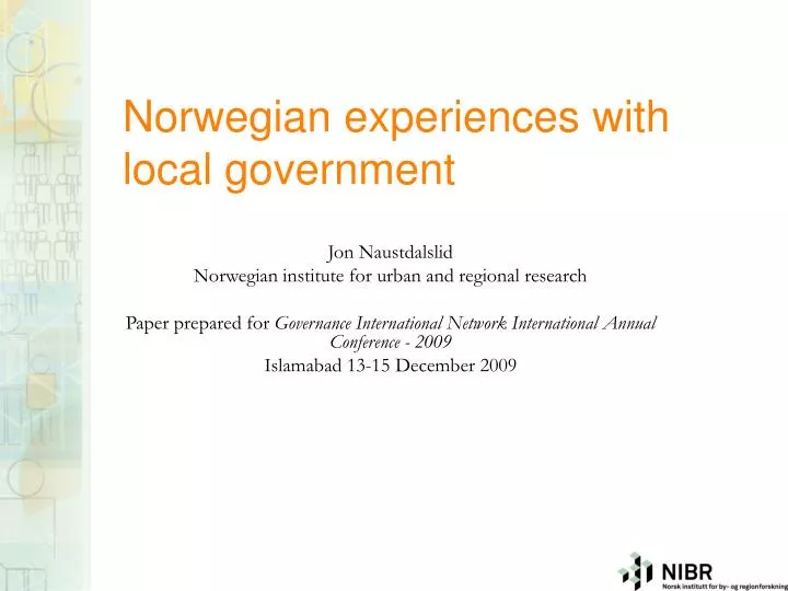 norwegian experiences with local government