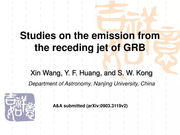 studies on the emission from the receding jet of grb