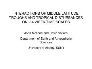 INTERACTIONS OF MIDDLE LATITUDE TROUGHS AND TROPICAL DISTURBANCES ON 2-4 WEEK TIME SCALES
