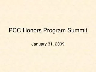 PCC Honors Program Summit