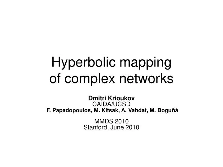 hyperbolic mapping of complex networks