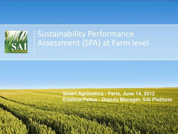 sustainability performance assessment spa at farm level