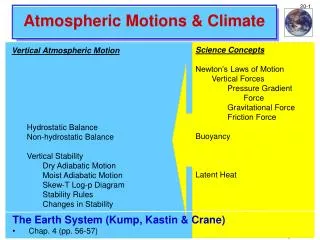 Atmospheric Motions &amp; Climate