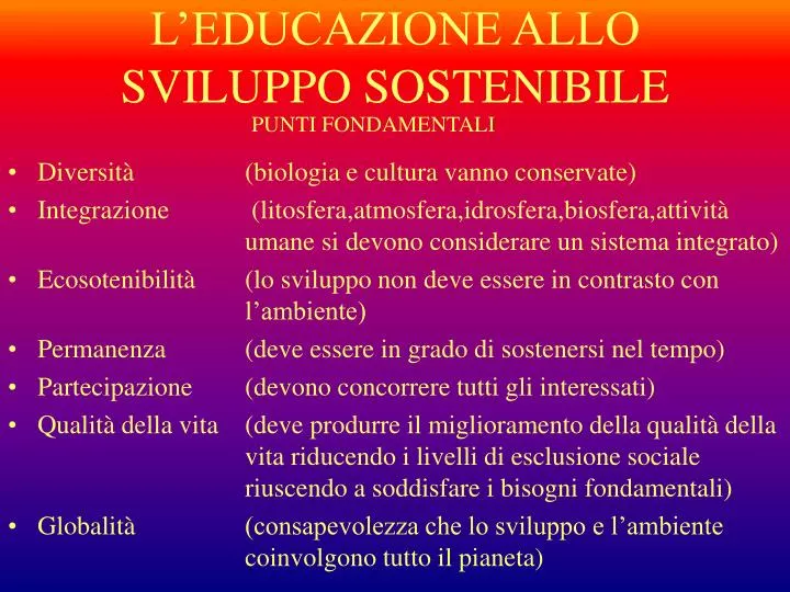 l educazione allo sviluppo sostenibile