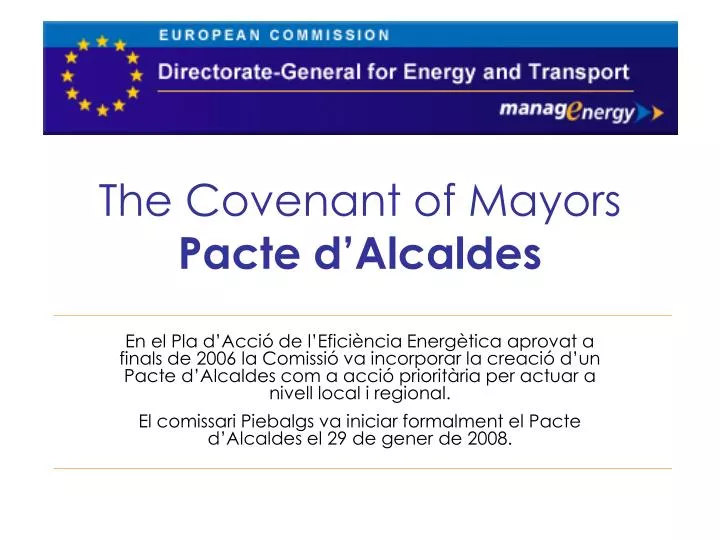 the covenant of mayors pacte d alcaldes