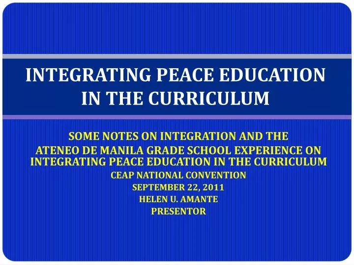 integrating peace education in the curriculum