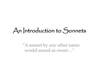 An Introduction to Sonnets