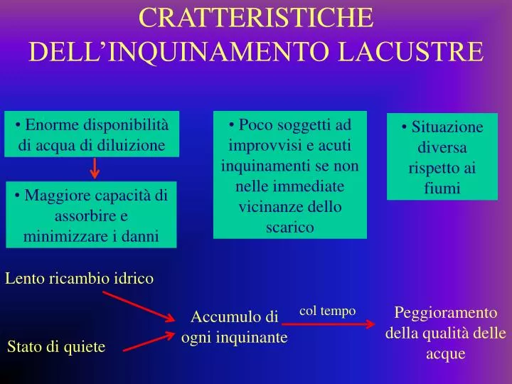 cratteristiche dell inquinamento lacustre