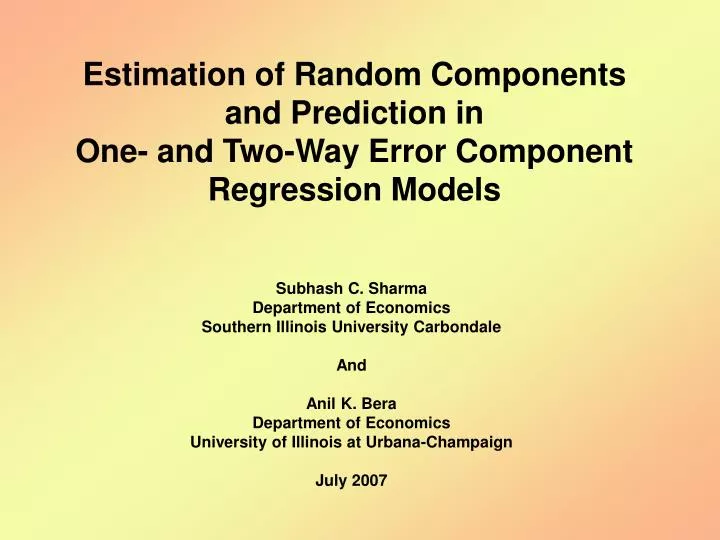 estimation of random components and prediction in one and two way error component regression models