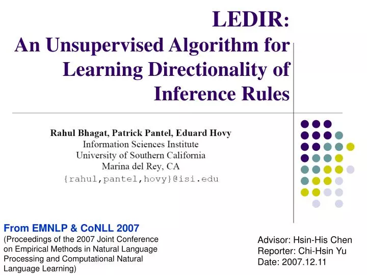 ledir an unsupervised algorithm for learning directionality of inference rules