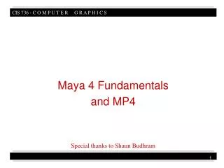 Maya 4 Fundamentals and MP4 Special thanks to Shaun Budhram