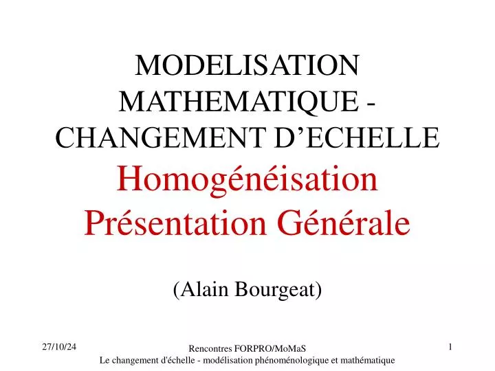 modelisation mathematique changement d echelle homog n isation pr sentation g n rale