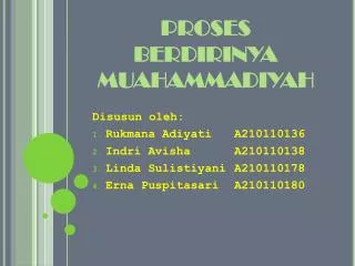 proses berdirinya muahammadiyah