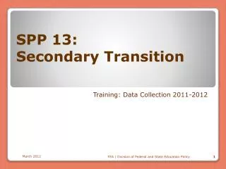 SPP 13: Secondary Transition