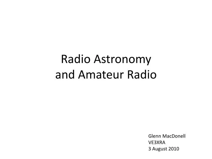 radio astronomy and amateur radio