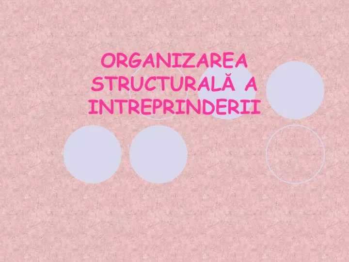 organizarea structural a intreprinderii