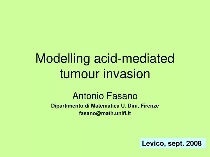 modelling acid mediated tumour invasion