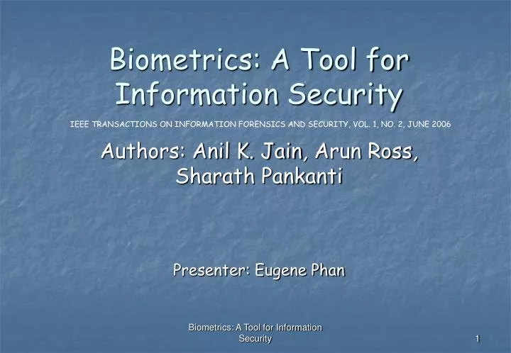 biometrics a tool for information security