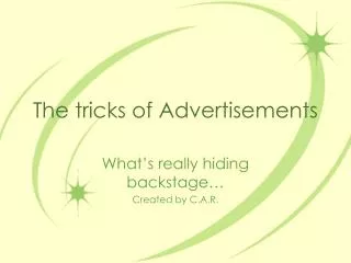 The tricks of Advertisements
