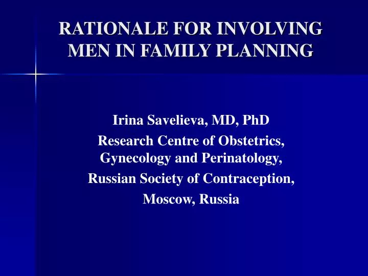 rationale for involving men in family planning