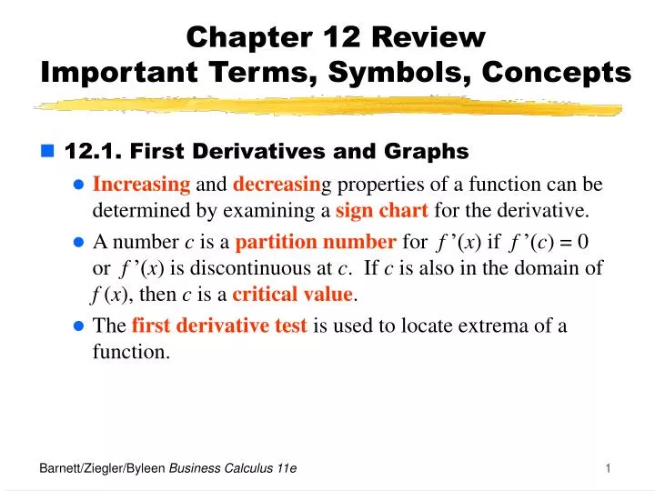 chapter 12 review important terms symbols concepts