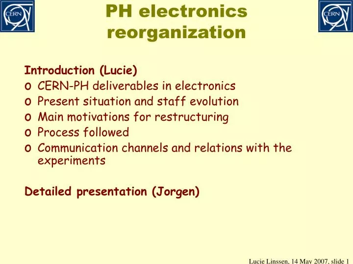 ph electronics reorganization