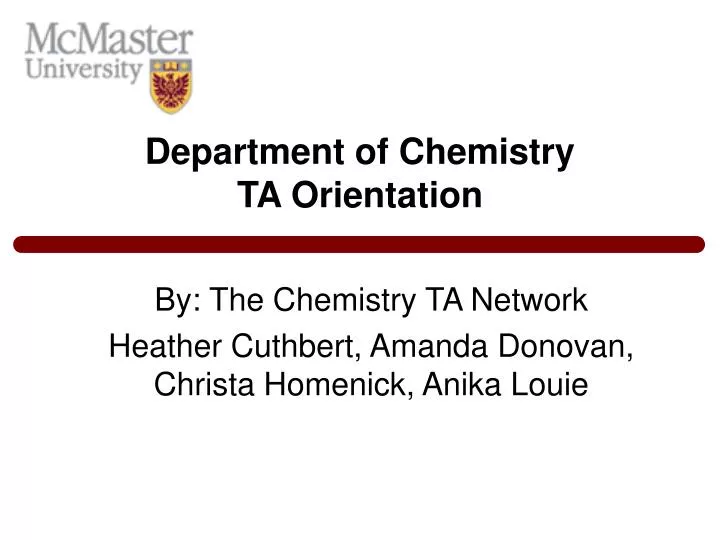 department of chemistry ta orientation
