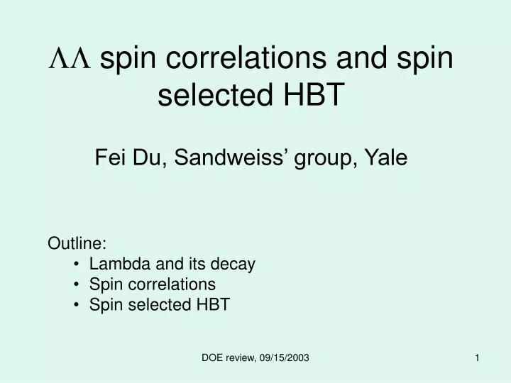 ll spin correlations and spin selected hbt