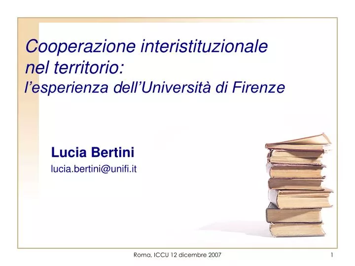 c ooperazione interistituzionale nel territorio l esperienza d ell universit di firenz e