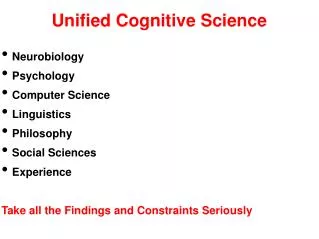 Unified Cognitive Science
