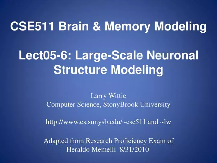 cse511 brain memory modeling lect05 6 large scale neuronal structure modeling
