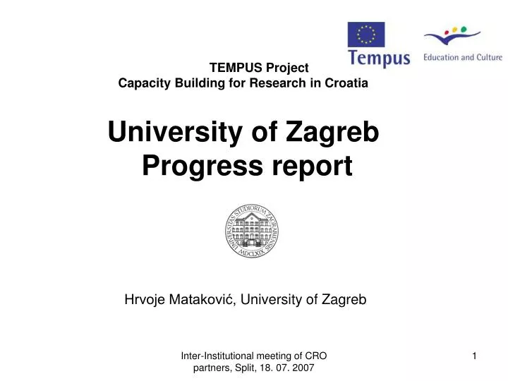 tempus project capacity building for research in croatia university of zagreb progress report