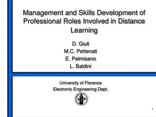 Management and Skills Development of Professional Roles Involved in Distance Learning