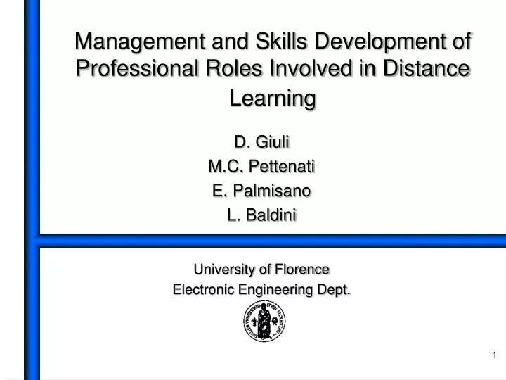 management and skills development of professional roles involved in distance learning