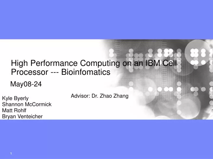 high performance computing on an ibm cell processor bioinfomatics