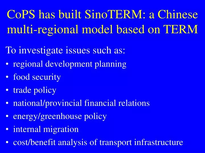 cops has built sinoterm a chinese multi regional model based on term