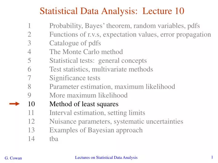 statistical data analysis lecture 10