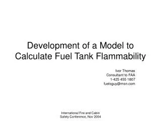 Development of a Model to Calculate Fuel Tank Flammability