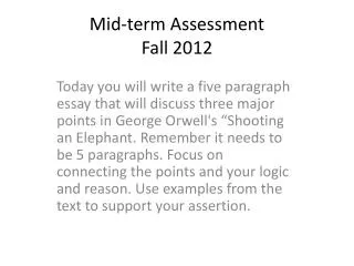 Mid-term Assessment Fall 2012