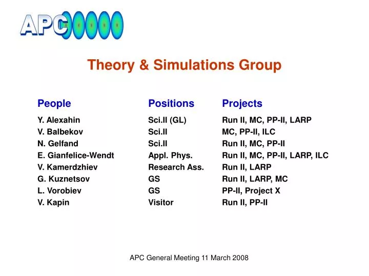 theory simulations group