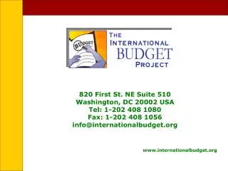 820 First St. NE Suite 510 Washington, DC 20002 USA Tel: 1-202 408 1080 Fax: 1-202 408 1056