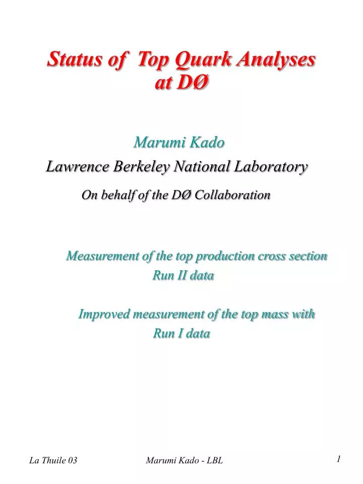 status of top quark analyses at d