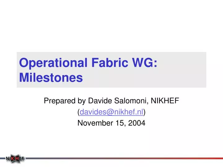 operational fabric wg milestones